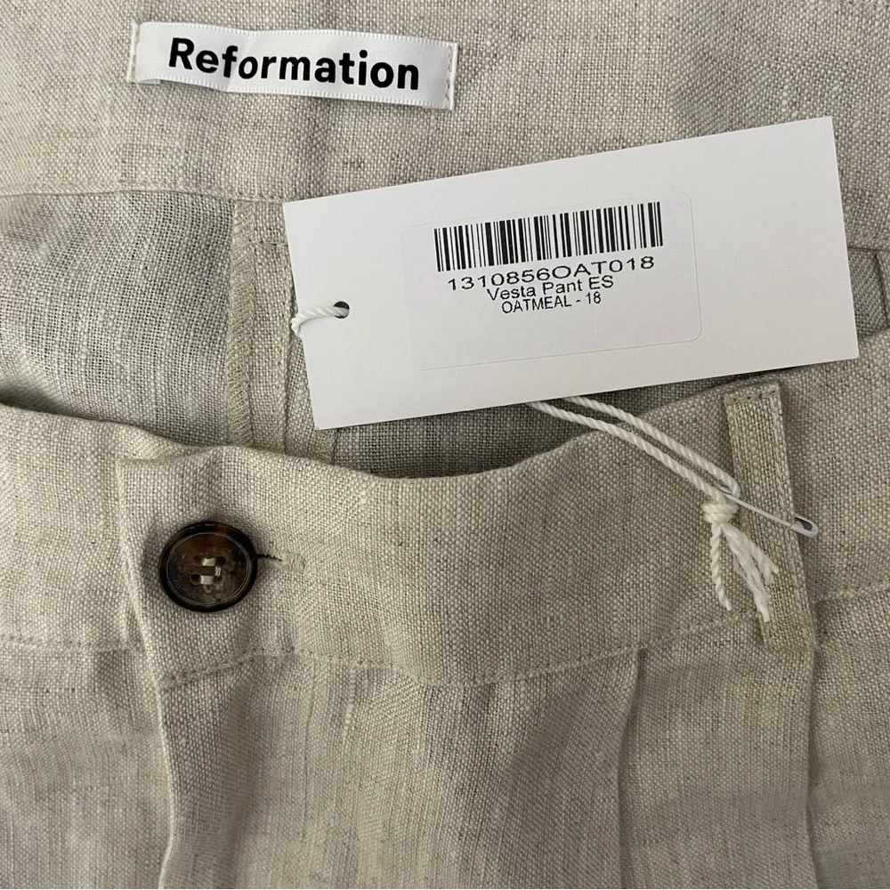 REFORMATION Vesta Linen Pant 18 NEW Quiet Luxury Old Money Minimalist Neutral